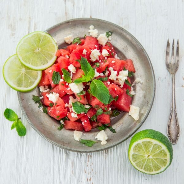 Rezept für Salat mit Wassermelone, Feta und Minze