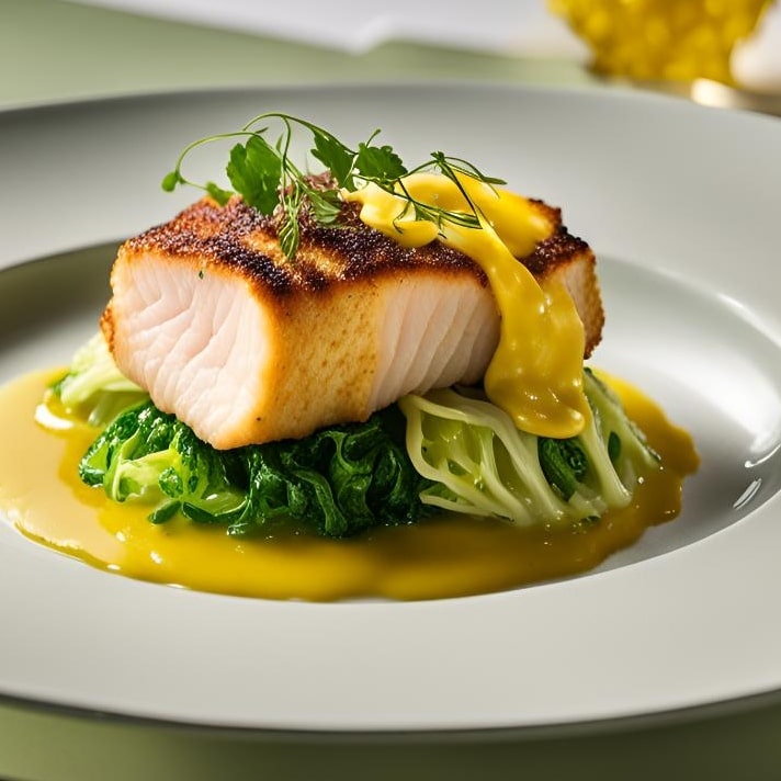 Gebratener Skrei auf Kräuter-Wirsing mit Safransauce