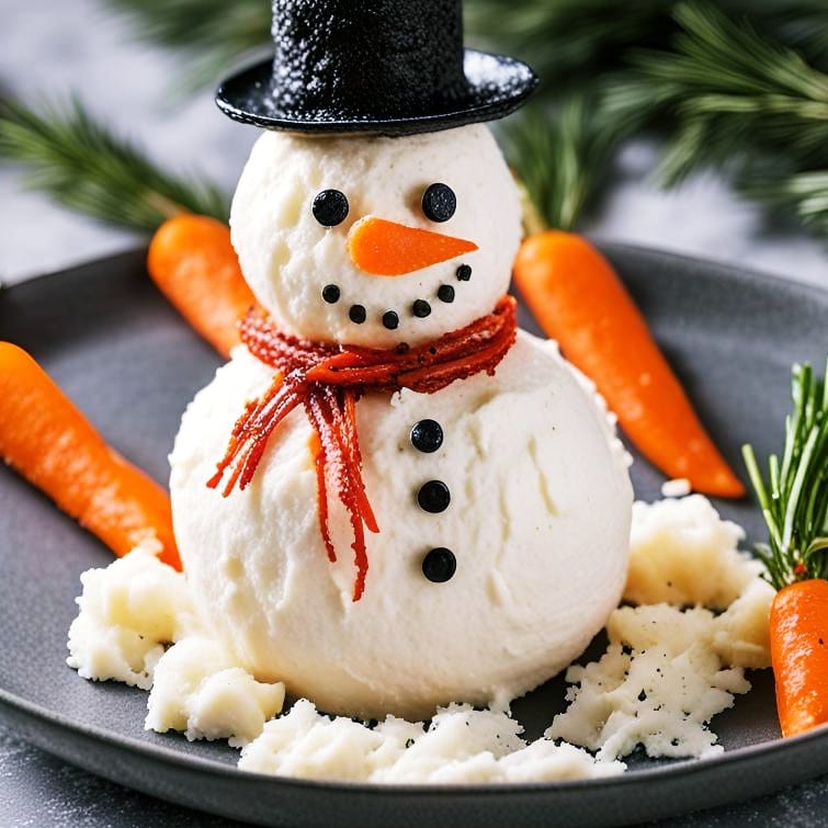 Frischkäse-Schneemann