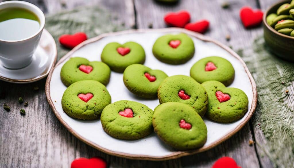 Grüne Matcha-Cookies mit weißer Schokolade und Pistazien