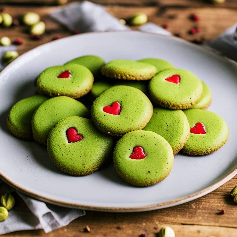 Grüne Matcha-Cookies mit weißer Schokolade und Pistazien
