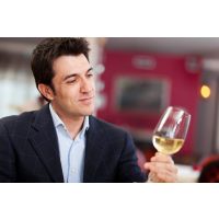 Weinseminar Stuttgart - Mann prüft Weißwein