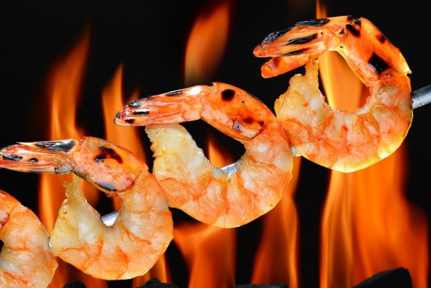 Seafood-Grillkurs München – Garnelenspieß über dem Feuer