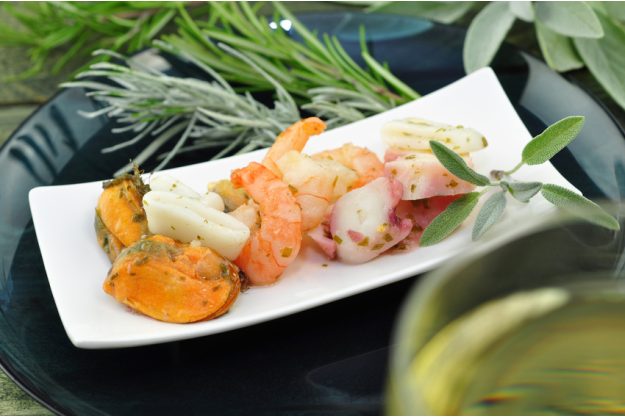 Weihnachtsfeier in München - Kürbis mit Scampi