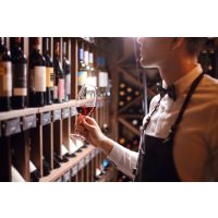 Wein-Tasting Hamburg: Weinauswahl am Flaschenregal